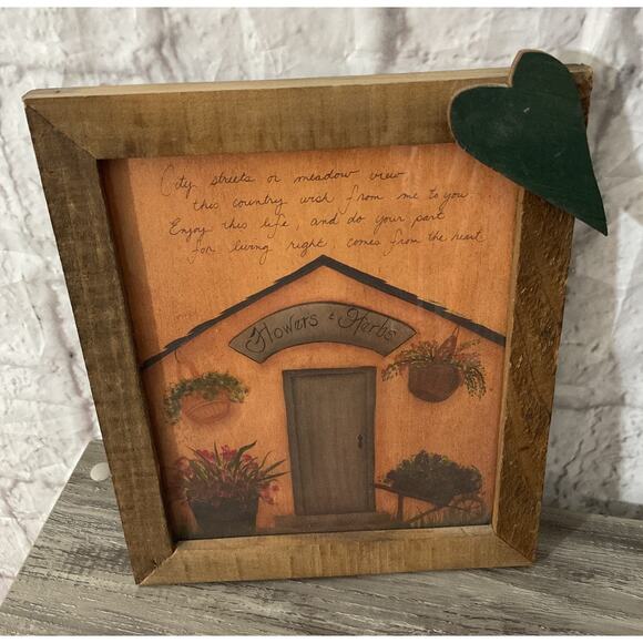 Folk Art Flowers & Herbs Wood Framed 10” x 12” - Picture 3 of 6